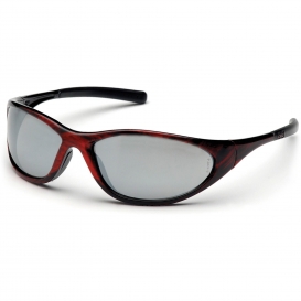 Pyramex SRW3370E Zone II Safety Glasses - Red Wood Frame - Silver Mirror Lens