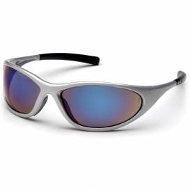 Pyramex SS3375E Zone II Safety Glasses - Silver Frame - Blue Mirror Lens