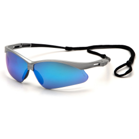 Pyramex SS6365SP PMXTREME Safety Glasses - Silver Frames - Ice Blue Mirror Lens