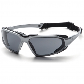 Pyramex SSB5020DT Highlander Safety Glasses - Silver/Black Frame - Gray H2X Anti-Fog Lens