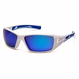 Pyramex SWBL10465D Velar Safety Glasses - White Frame - Ice Blue Mirror Lens