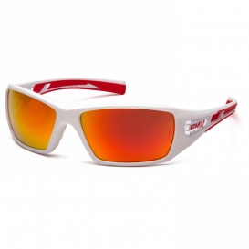 Pyramex SWR10455D Velar Safety Glasses - White Frame - Sky Red Mirror Lens