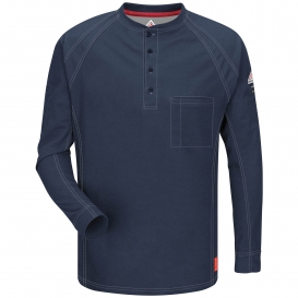 Bulwark FR QT20 iQ Series Men\'s Comfort Knit Long Sleeve Henley - Dark Blue