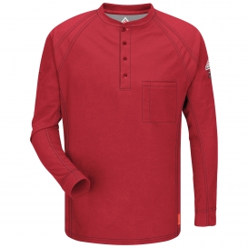 Bulwark FR QT20 iQ Series Men\'s Comfort Knit Long Sleeve Henley - Red
