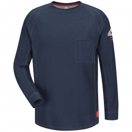 Bulwark FR QT32 iQ Series Men\'s Comfort Knit Long Sleeve T-Shirt - Dark Blue