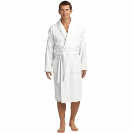 Port Authority R103 Checkered Terry Shawl Collar Robe - White
