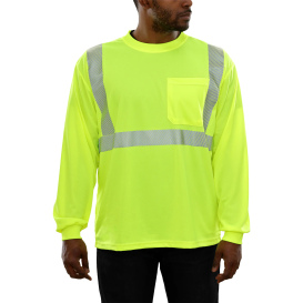 Reflective Apparel 202CTLM Type R Class 2 Long Sleeve Safety Shirt - Yellow/Lime