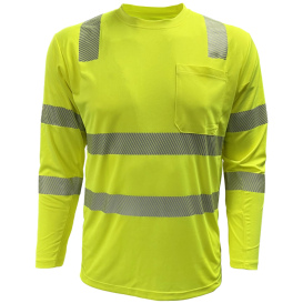 Reflective Apparel 204CMPS Type R Class 3 Coolmax Long Sleeve Safety Shirt - Yellow/Lime