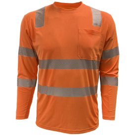 Reflective Apparel 204CMPS Type R Class 3 Coolmax Long Sleeve Safety Shirt - Orange