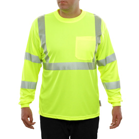 Reflective Apparel 204CTLM Type R Class 3 Long Sleeve Safety Shirt w/ Comfort Trim - Yellow/Lime