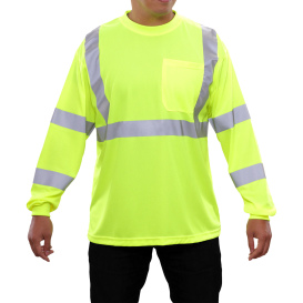 Reflective Apparel 204STLM Type R Class 3 Long Sleeve Safety Shirt - Yellow/Lime