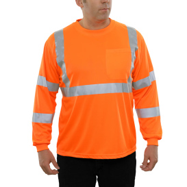 Reflective Apparel 204STOR Type R Class 3 Long Sleeve Safety Shirt - Orange