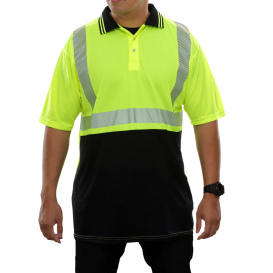 Reflective Apparel 302CTLB Type R Class 2 Black Bottom Safety Polo - Yellow/Lime