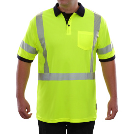 Reflective Apparel 334CTLN Type R Class 3 Safety Polo w/Comfort Trim - Yellow/Lime