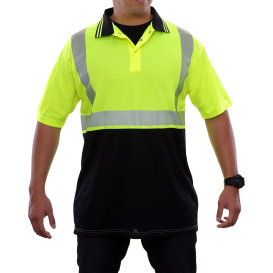 Reflective Apparel 342CTLB Type R Class 3 Black Bottom Safety Polo - Yellow/Lime