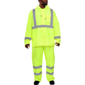 Reflective Apparel 402STLM Type R Class 3 Hi-Vis Safety Rainsuit - Yellow/Lime