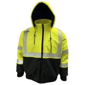 Reflective Apparel 430PS Type R Class 3 ProDuck Hooded Safety Bomber Jacket - Yellow/Lime