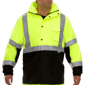 Reflective Apparel 431STLB Type R Class 3 Black Bottom Safety Parka - Yellow/Lime