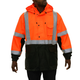 Reflective Apparel 431STOB Type R Class 3 Black Bottom Safety Parka - Orange