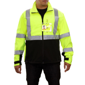 Reflective Apparel 451STLB Type R Class 3 Soft Shell Black Bottom Safety Jacket - Yellow/Lime