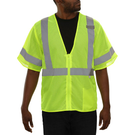 Reflective Apparel 583ETLM Type R Class 3 Economy Mesh Safety Vest - Yellow/Lime