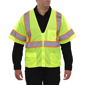 Reflective Apparel 588ETLM Type R Class 3 Economy Two Tone Safety Vest - Yellow/Lime