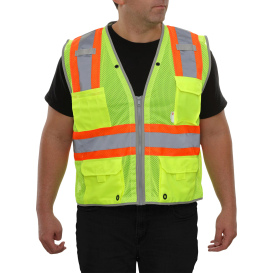 Reflective Apparel 589ETLM Type R Class 2 Two Tone Surveyor Safety Vest - Yellow/Lime