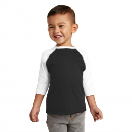 Rabbit Skins RS3330 Toddler Baseball Fine Jersey Tee - Black/White