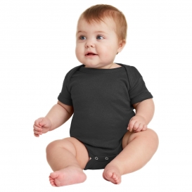 Rabbit Skins RS4400 Infant Short Sleeve Baby Rib Bodysuit - Black