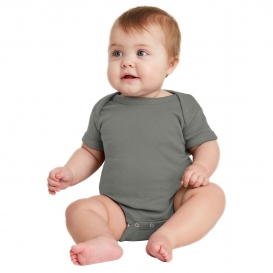 Rabbit Skins RS4400 Infant Short Sleeve Baby Rib Bodysuit - Charcoal