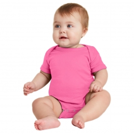 Rabbit Skins RS4400 Infant Short Sleeve Baby Rib Bodysuit - Hot Pink
