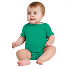 Rabbit Skins RS4400 Infant Short Sleeve Baby Rib Bodysuit - Kelly