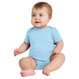 Rabbit Skins RS4400 Infant Short Sleeve Baby Rib Bodysuit - Light Blue