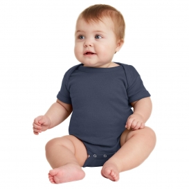 Rabbit Skins RS4400 Infant Short Sleeve Baby Rib Bodysuit - Navy