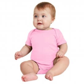 Rabbit Skins RS4400 Infant Short Sleeve Baby Rib Bodysuit - Pink