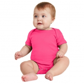 Rabbit Skins RS4400 Infant Short Sleeve Baby Rib Bodysuit - Raspberry