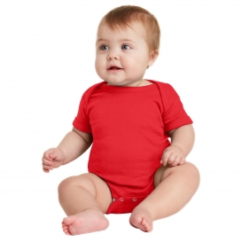 Rabbit Skins RS4400 Infant Short Sleeve Baby Rib Bodysuit - Red