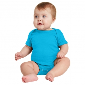 Rabbit Skins RS4400 Infant Short Sleeve Baby Rib Bodysuit - Turquoise