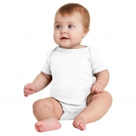 Rabbit Skins RS4400 Infant Short Sleeve Baby Rib Bodysuit - White