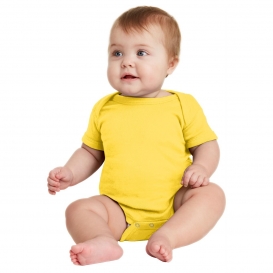 Rabbit Skins RS4400 Infant Short Sleeve Baby Rib Bodysuit - Yellow