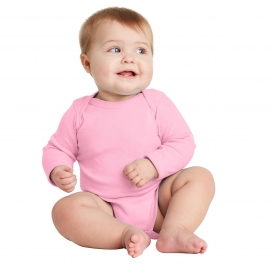Rabbit Skins RS4411 Infant Long Sleeve Baby Rib Bodysuit - Pink
