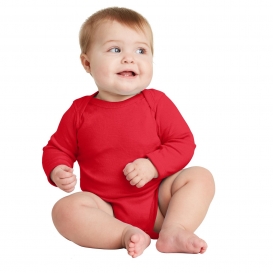 Rabbit Skins RS4411 Infant Long Sleeve Baby Rib Bodysuit - Red