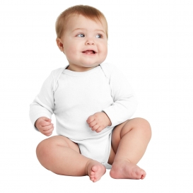 Rabbit Skins RS4411 Infant Long Sleeve Baby Rib Bodysuit - White