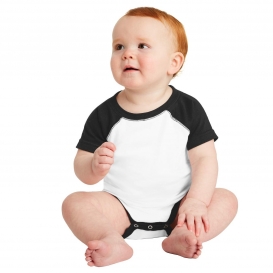 Rabbit Skins RS4430 Infant Baseball Fine Jersey Bodysuit - White/Black