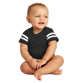 Rabbit Skins RS4437 Infant Football Fine Jersey Bodysuit - Black/White