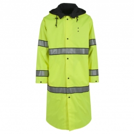 VENDACE Class 3 High Visibility Rain Coat - Waterproof Safety Long Jacket For Men With Reflective Strips (Yellow/Lime)