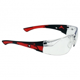 Radians OBL1-10 Obliterator Safety Glasses - Black/Red Temples - Clear Lens