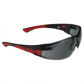 Radians OBL1-20 Obliterator Safety Glasses - Black/Red Temples - Smoke Lens