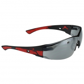 Radians OBL1-60 Obliterator Safety Glasses - Black/Red Temples - Silver Mirror Lens