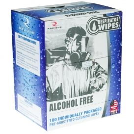 Radians RWAF-100 Individually Wrapped Alcohol Free Respirator Cleaning Wipes - Box of 100